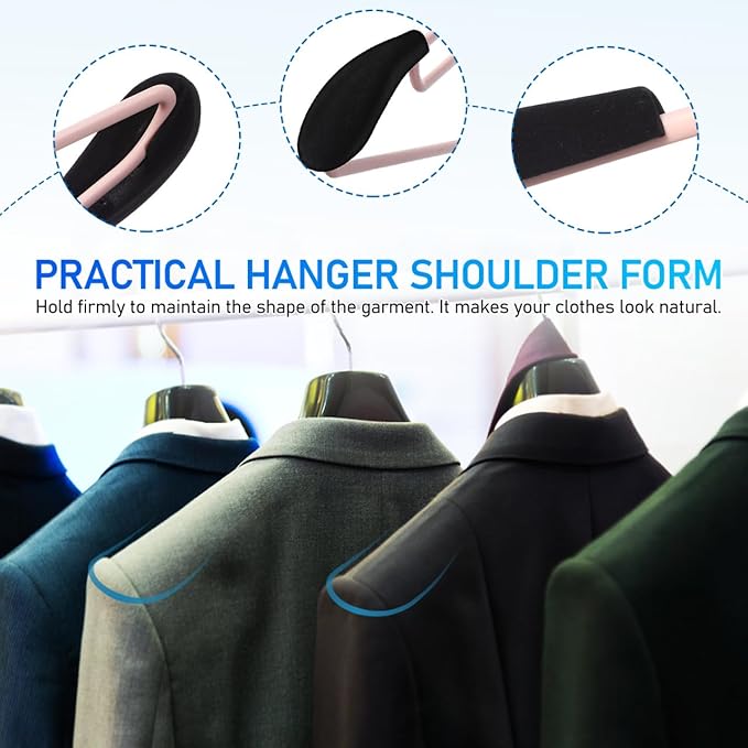 Luxshiny Clothes Hanger Shoulder Pads 10 Pack Foam for Sweaters Coats and Delicate Garments 5.51X1.77X1.18 Inches No Shoulder Bump Hangers for Closet Organization