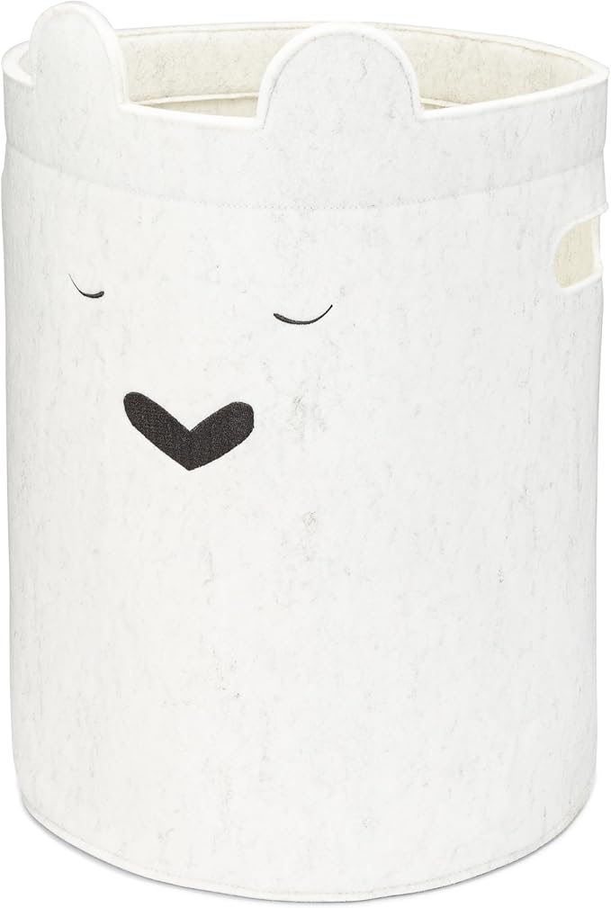 Parker Baby Bear Felt Laundry Hamper | Spacious & Collapsable Storage Basket for Nursery | Lightweight Laundry Hamper Basket with Flexible & Sturdy Handles | Neutral Colors & Fits Any Room