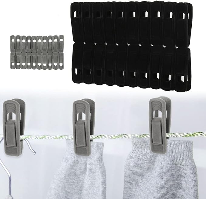 Velvet Hangers Clips Strong Finger Clips Perfect for Thin Velvet Hangers (Grey, 20)