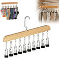 Legging Organizer for Closet, 2026 New Closet Organizer with 10 Clips, 360° Rotating Space Saving Hanging Clothes Organizer Hanging Rack for Holds 20 Leggings, Jeans, Hats, Shorts, Socks (1, Wood)