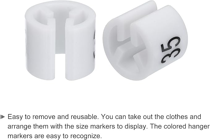 MECCANIXITY Clothes Hanger Marker Colored Hanger Sizer Garment Markers Tag (Number 35, White) for Garment Clothing Color Coding, Pack of 100 Pcs