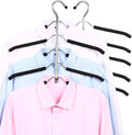 2 Pack 5 in 1 Metal Sweater Hangers Non Slip Stainless Steel Shirt Hangers Multi Layers Wardrobe Clothes Rack Heavy Duty Metal Space Saver Shirt Blouse Hanger Closet Storage Organizer