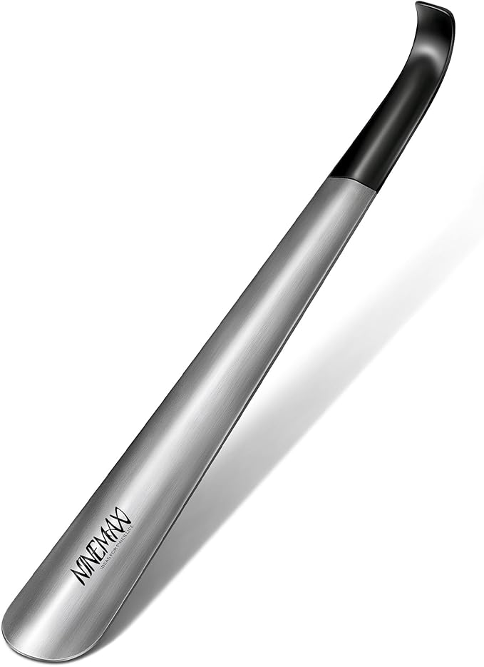 NINEMAX Shoe Horn Long Handle for Seniors Men Women, Metal Long Shoehorn Boot Horn, Stainless Steel Shoe Spoon Helper 16.5''(Pack of 1)