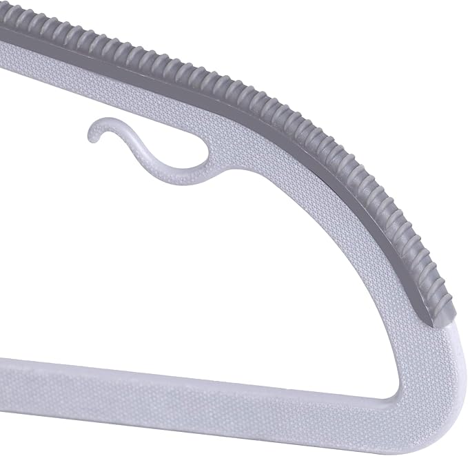JupiterForce Plastic Hangers 50 Pack, Heavy Duty Coat Hangers, Non-Slip, Space-Saving, 360°Swivel Silver Hook - Clothes Hangers for Closet, Coats, Pants & Dress