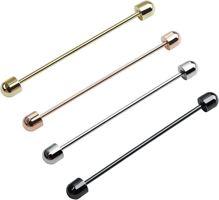 Classic 4-Piece Set Solid Brass Collar Bar for Men Multi-Style Metal Anti-Curl Shirt Collar Stays Tie Pins