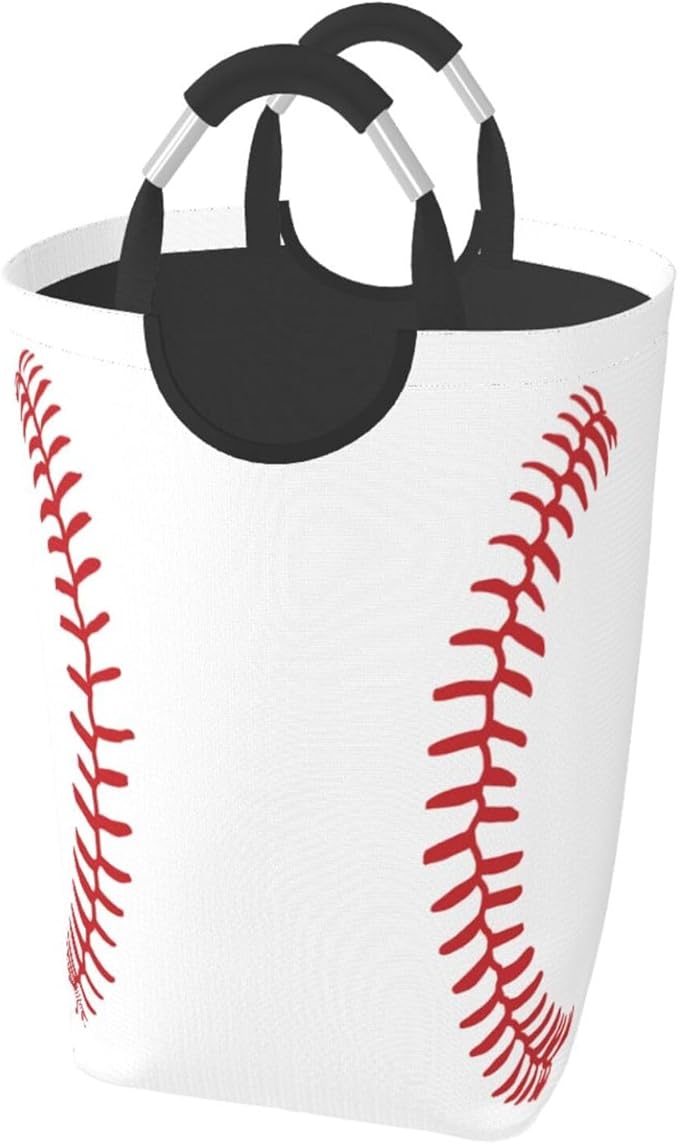 Baseball Texture Laundry Basket Funny Laundry Hamper Collapsible Laundry Baskets with Handle Dirty Clothes Hamper Bag for Dorm Family Bathroom Decor Storage 50L