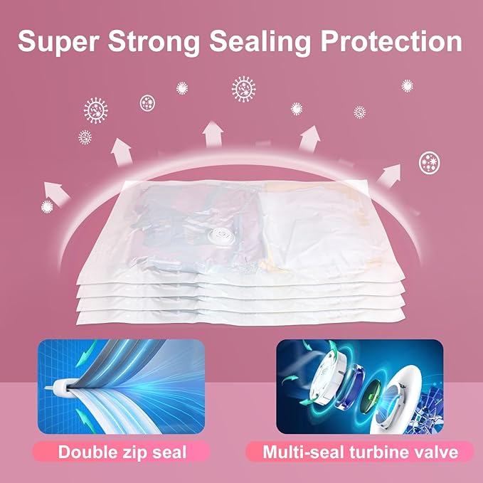 Vacuum Seal Bags for Clothing Travel, 16 Pack Space Saver Vacuum Storage Bags with Electric Pump,Portable Compression Sealer for Clothes,Blankets,Bedding & Travel Essentials,Good for Luggage Packing