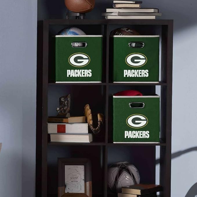 Franklin Sports NFL Storage Bins - Collapsible Cube Container + Basket - NFL Office, Bedroom + Living Room - 11"x11"
