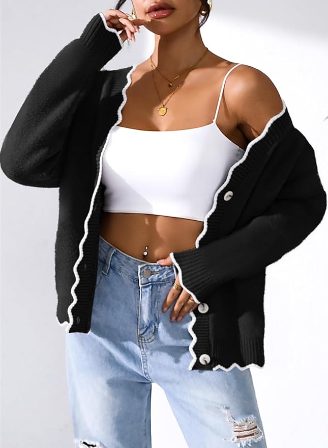 Pink Queen Fuzzy Sweater Cardigan for Women 2025 Fashion Long Sleeve Flower Outerwear Button Down Open Front Cardigan Coat