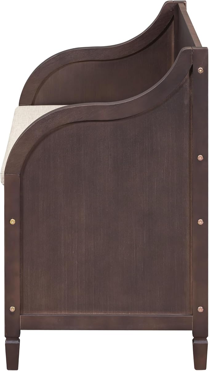 42" Rustic Storage Bench Entryway Bench Shoe Cabinet Ottoman with Safety Hinge, Removable Seat Cushion & Hidden Storage Space for Hallway Entryway Living Room Mudroom End of Bed (Espresso)