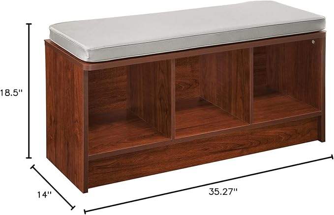 ClosetMaid 1633 Cubeicals 3-Cube Storage Bench, Dark Cherry with Gray Cushion
