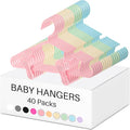 Hsei 5/10/40 Pack Baby Hangers with 10/20/80 Clips, Plastic Kids Pants Hangers for Nursery Closet Top and Bottom Clothes Hanger Set for Newborn Infant Toddler(120 Packs Total,Multicolor,10.6 Inch)