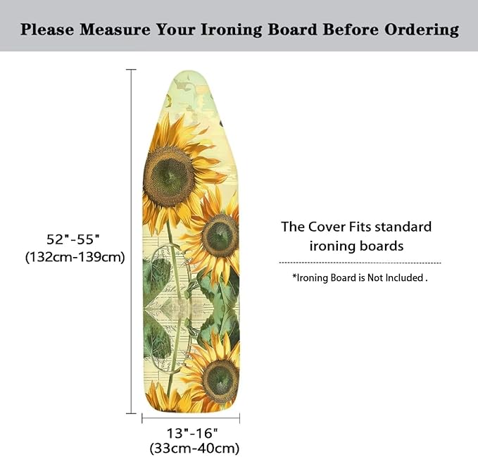 Flashideas Sunflower Ironing Board Cover Universal Stretchy Stain Reisstant Cover for Ironing Board with Adjustable Straps Ironing Board Accessories