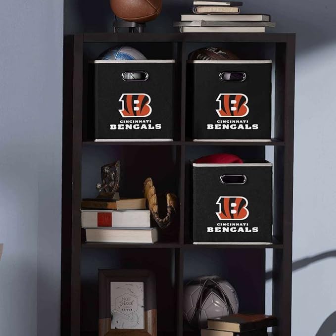 Franklin Sports NFL Storage Bins - Collapsible Cube Container + Basket - NFL Office, Bedroom + Living Room - 11"x11"