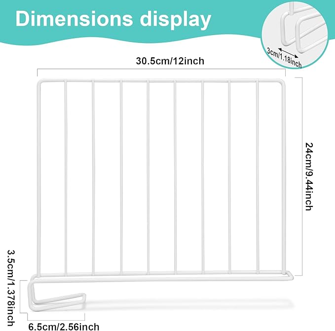Shelf Dividers for Closet Organization, 8 Pack Metal Closet Shelf Dividers, Closet Shelf Organizer for Wood Closet Separator