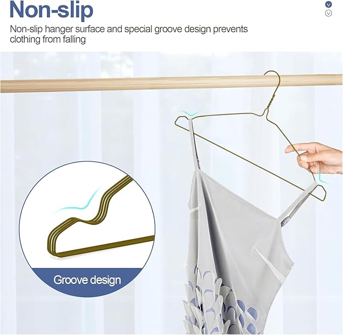 SPECILITE Wire Hangers 50 Pack, Metal Wire Clothes Hanger Bulk for Coats, Space Saving Metal Hangers Non Slip 16.7 Inch Ultra Thin, for Standard Size Suits, Shirts, Pants, Skirts-Bronze