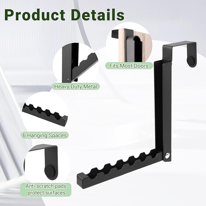4 Pack Over The Door Hanger Folding Clothes Drying Rack, Folding Hanging Coat Rack for Indoor Laundry Room Compact Small Space Foldable Portable Clothing Hanger Hook Collapsible(Black)