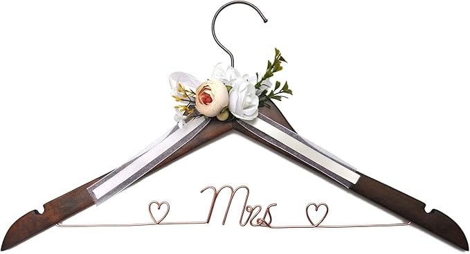 Wooden Bride Wedding Dress Hanger - Steel Wire Design