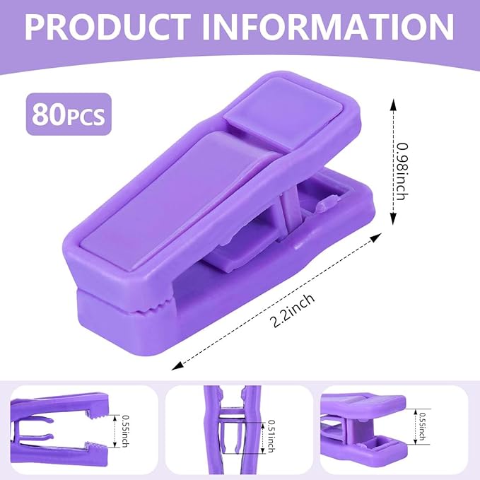 80 Pcs Plastic Baby Hanger Clips Slim-line Finger Clips Set for Clothes Hanger Velvet Hanger (Purple)