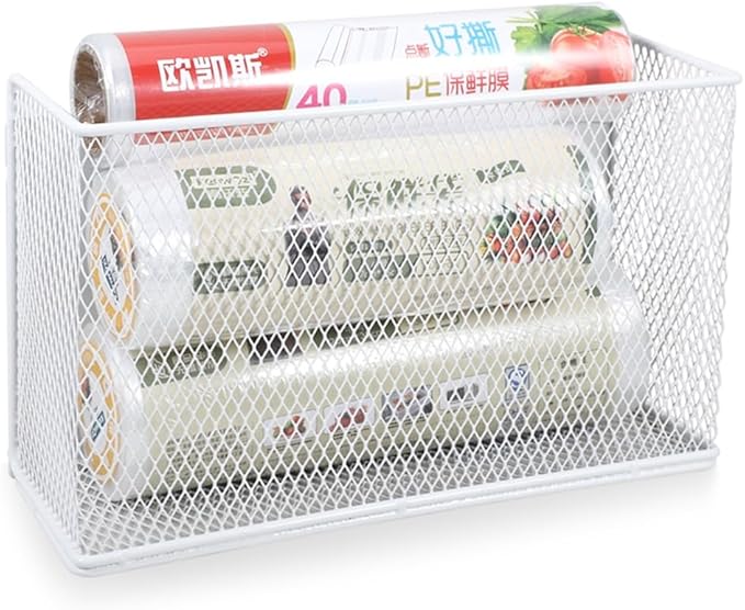 Picowe Magnetic Shelf for Fridge, Aluminum Foil & Plastic Wrap Holder Organizer for Refrigerator, Magnetic Laundry Organizer for Washer /Dryer, Fridge & Small Spaces (White)