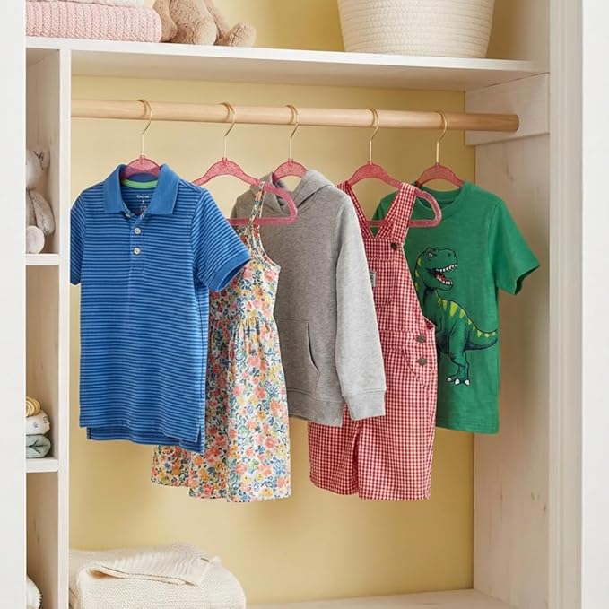 CONCEPTS 20 Pack Baby Hangers Kids Acrylic Non Slip Glitter Clothes Hangers for Toddler Infant Newborn Closet Organizer Small Hangers for Baby Clothes Pants Shirts Space Saving Nursery