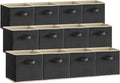 Lifewit Storage Cubes, Foldable Decorative Fabric Storage Baskets for Organizing Home Organizers with Handles for Shelves, Closet, 13 Inch Bins, 36L Black, 12 Packs
