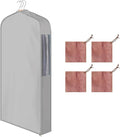 1 Set 40'' x 24'' x 6'' Short Cotton Garment Bags for Hanging Clothes and Storage, 4 Cedar Blocks for Fresh Smell and Moth Protection, Breathable Covers for Closet Suits Fur Coats Sweaters