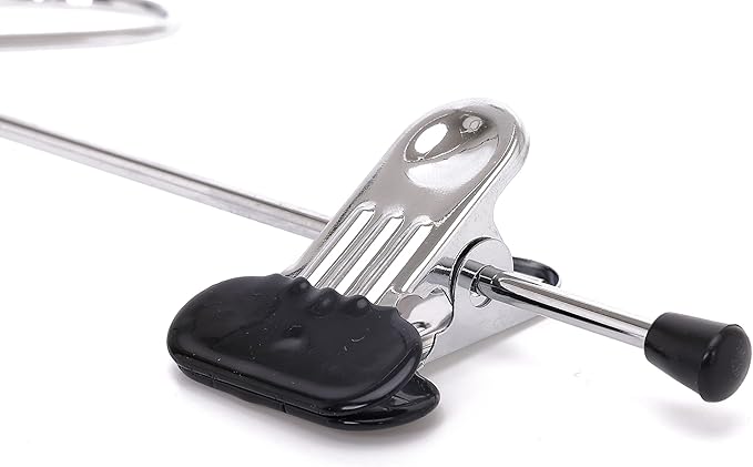 6 Quality Pants Hangers Heavy Duty Add-on Skirt/Slack Metal Hanger, Extra Wide Adjustable Clips, Multi Stackable Add on Hangers, Chrome, Jeans, Bottoms, Set of 6