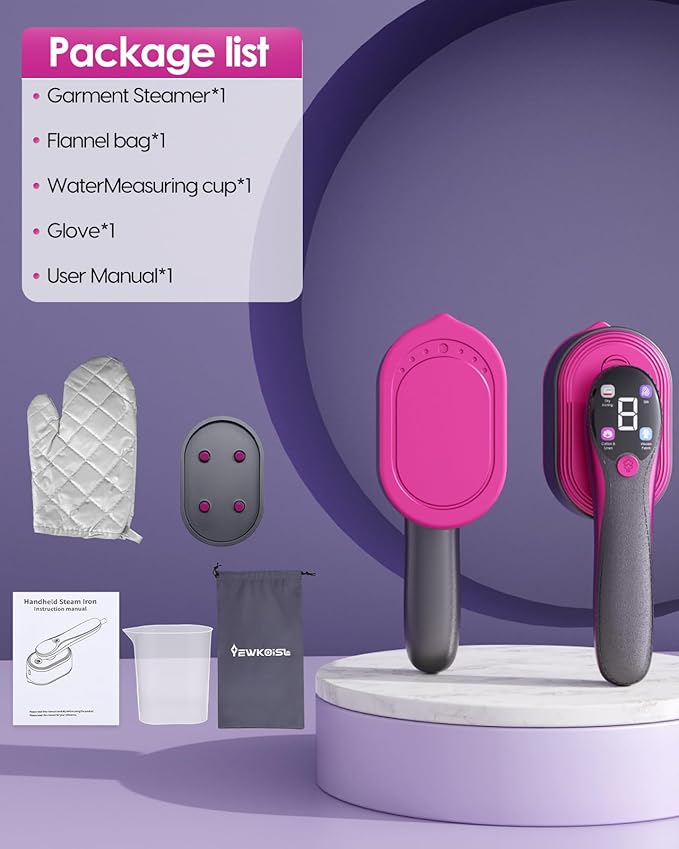 Travel Steamer for Clothes, 2-in-1 Foldable Handheld Garment Steamer & Iron with LED Display, 10s Fast Heat Up, Smart Steam Control with 4 Modes, No-Leak Design, Perfect for Home & Travel