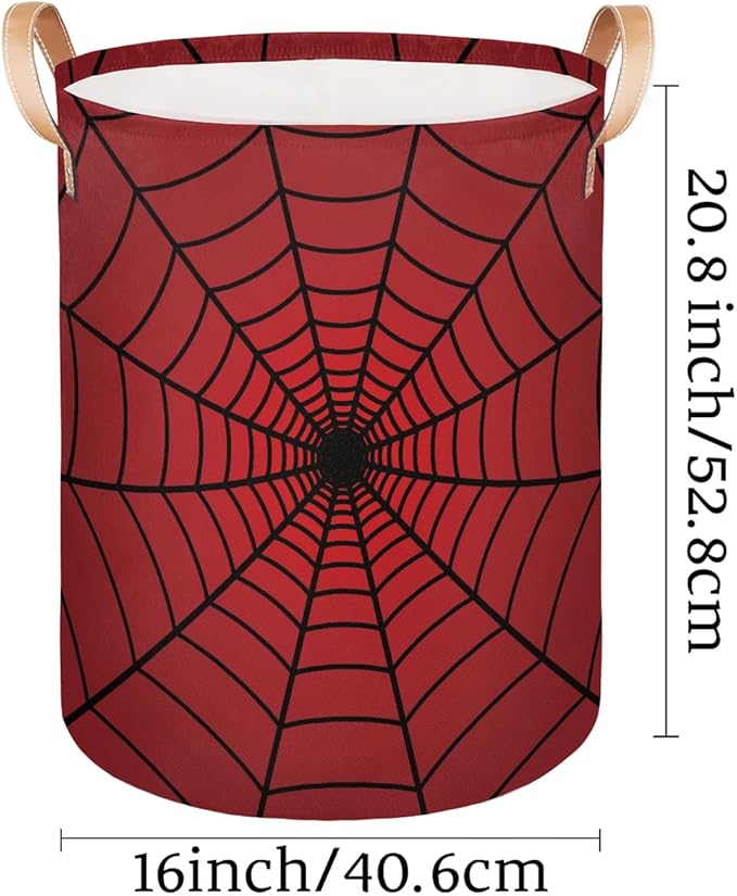 Dirty Clothes Hamper for Boys Laundry Basket Spider Web Collapsible Large Round Storage Bin Organizer for Living Room Bedroom Playroom