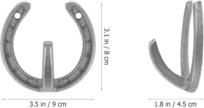 Cabilock Horseshoe Shape Iron Clothes Hooks 4-Pack Wall Mounted Coat Rack Retro Style Home Organization for Entryway Kitchen Bathroom 3.74X3.54X1.57In