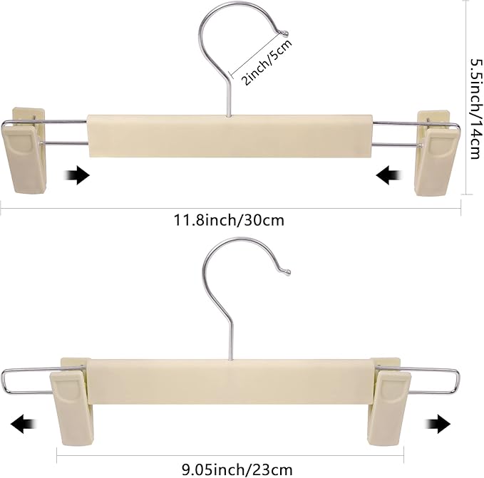 Pants Hangers with Clips Skirt Hangers for Women Plastic Clip Hanger for Pants Clothes Hanger (30pack, Khaki)
