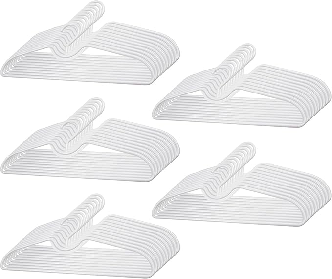 Plastic Clothes Hangers Space Saving Short Neck Hanger, Anti-Slip Heavy-Duty Slim Closet Thin Hangers, Coat Hanger for College Dorms, Homes & More, Enhances Closet Space(50Pack)