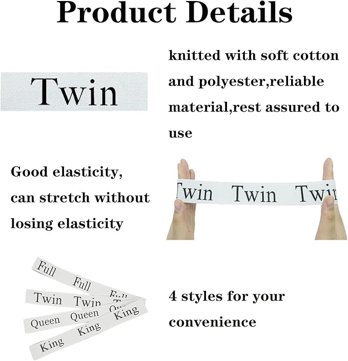 4 Pieces Bed Sheet Organizer Bands, Sheet Organizers and Storage Label Bands, Sheet Label for Bedding, Sheets Organizer for Closet,Sheet Keepers Linen Labels Bedding Bands (4Pcs Twin)
