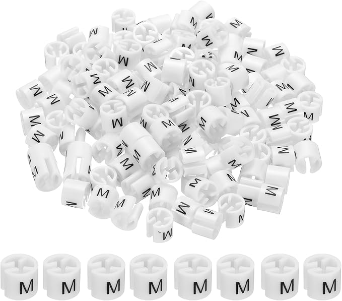 PATIKIL 300 Pcs Clothes Hanger Markers M Fit Rod Garment Size Tag Hanger Clips Round Color Coding Label for Clothing, White