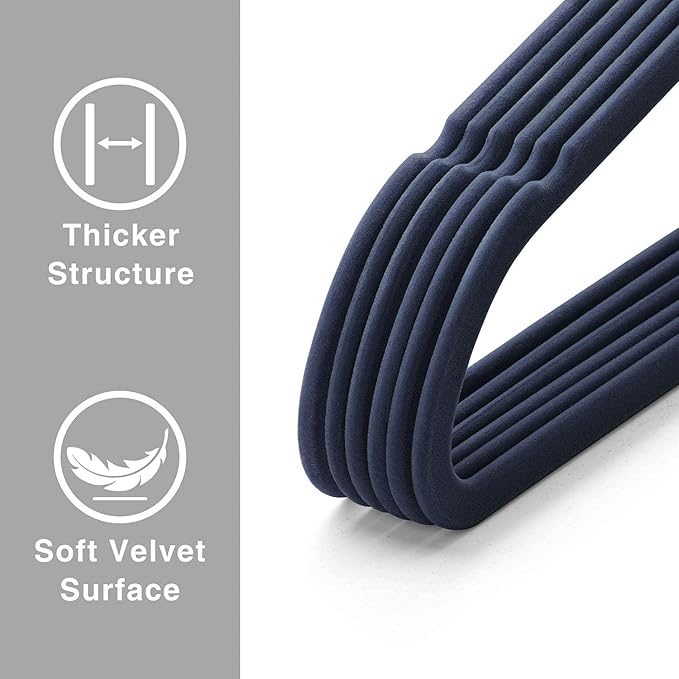 DLD Hangers Non Slip Suit Hangers 50 Pack Space Saving Clothes Hanger Non Slip Hanger Ultra Thin Adult Hanger for Coats, Suit
