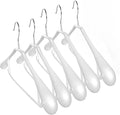 5 Pack Heavy Duty Metal Suit Hangers Soft Flexible Gloss Grippy Clothes Hanger Wide Shoulder Non Slip Thick Coat Hanger (White)