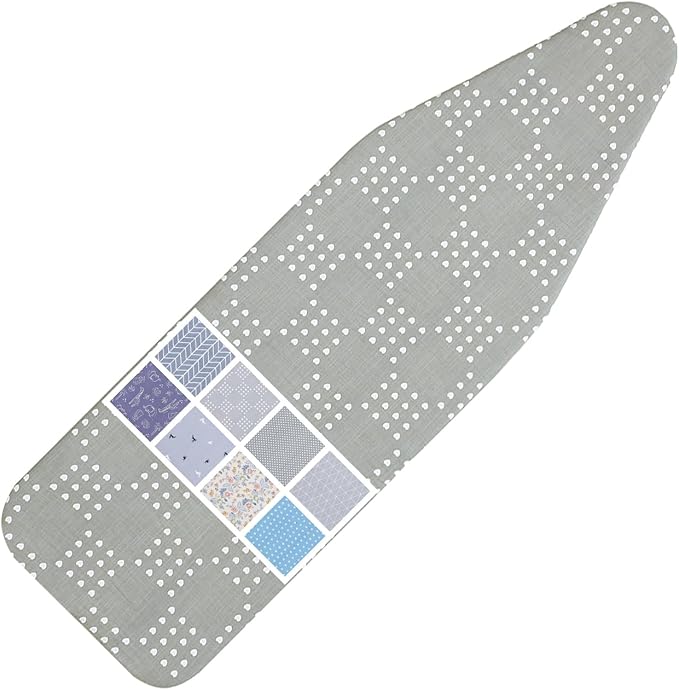 Ironing Board Cover and Pad Standard Size 15 x 54,3 Pairs of Hook and Loop Fastener Straps,Elastic Edges,2 Layers Ironing Board Cover with Thick Padding (Pattern F)