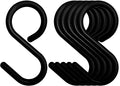 6-Pack Secure & Quiet Plastic S Hooks, Flexible Neck for Easy Twist & Lock, Completely Rust-Free, Holds up to 10 lbs, Black, Large (3.5 inch)