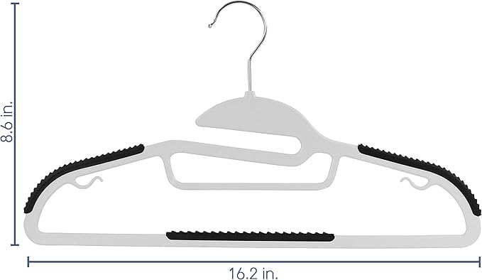 Elama Home 50 Piece Non Slip Hanger with U-Slide in White and Black