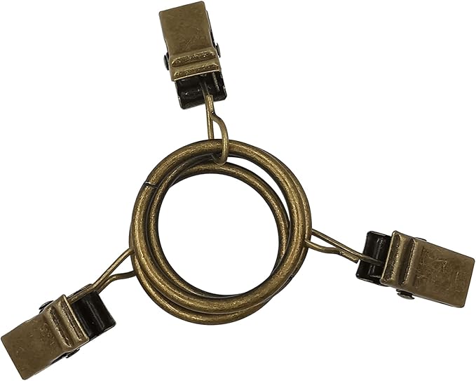 44 Pack Bronze Curtain Rings with Clips, Curtain Hooks Hangers Clip Rings for Hanging Drapes Bows Hat, Drapery Rings 1 in I D, Fits up to 5/8 in Diameter Curtain Rod.