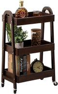 3-Tier Wooden Rolling Cart- Wooden Utility Cart wit Wheels- Utility Rolling Cart-Storage Trolley Organizer- Rolling Kitchen Cart Serving Cart for Office,Kitchen, Kids' Room (Walnut Color)