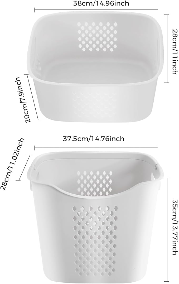 Rolling Laundry Hamper Storage Sorter, 3 Tier Rolling Laundry Hamper Cart White Laundry Baskets with Wheels, For Clothes, Toiletries, Bathrooms, Laundry Rooms, Bedrooms, White