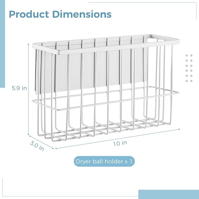 Magnetic Dryer Ball Holder, Wall Mount Dryer Ball Rack for Laundry Room, Dryer Ball Shelf for Organization and Storage, Magnetic Lint Bin for Laundry Room