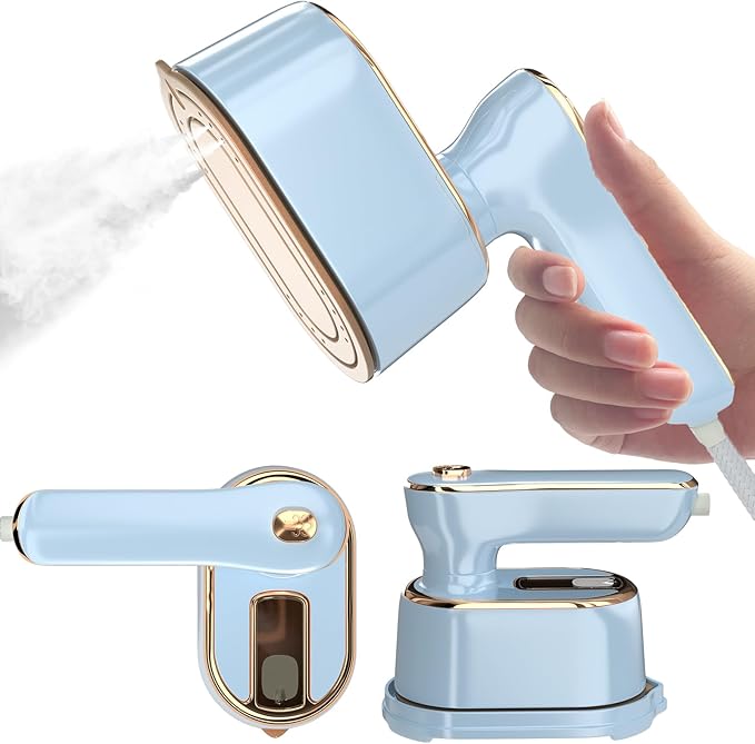 Travel Steamer Iron for Clothes - Portable Ironing Machine Small Size Portable Steamer Travel College Dorm Home Essentials (SkyBlue)