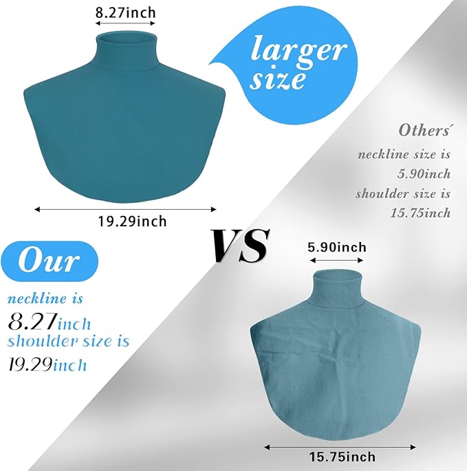 Turtleneck Dickey Extra Large Fake Collar Detachable Dickey Collar Half Mock Turtleneck for Men Women