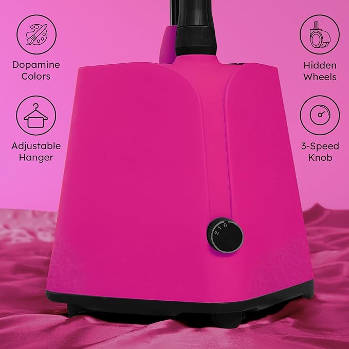 Colorful Standing Garment Steamer for Clothes, 2000W Professional Hanging Clothing Steamer with Stand, Commercial Cloth Fabric Steamers with 1.8L Water Tank for 45min Steaming, Cherry