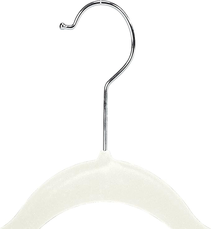 Simplify Velvet hangers - Plastic Hangers with Zink Hooks - Hangers for Pants, Shirts, Clothes - Ivory - Pack of 6 - 0.16" x 16.93" x 9.06"