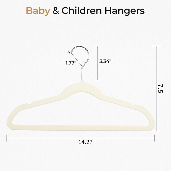 GoodtoU Kids Hangers Velvet 50 Pack 14" - kids Felt Hangers Non Slip Toddler Hanger Childrens Hanger for Kid
