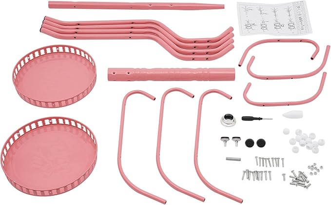 Multifunctional Metal Coat Rack Stand, Freestanding Coat Rack Hat Hall Tree with 2 Layer Basket and Practical Feet, Clothing Rack for Hallways, Living Rooms (Pink)
